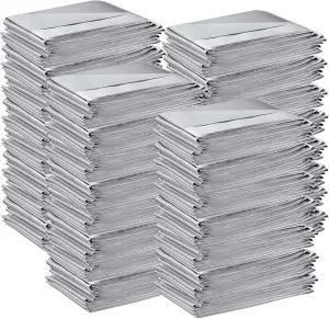 Kanayu 100 Pack Sauna Wrap Foil Blanket 64 x84 Sauna Blanket Bulk Disposable Thermal Blanket Foil Wrap Use with Far Infrared Sauna Blanket Therapy