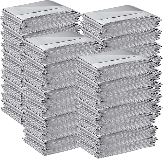 Kanayu 100 Pack Sauna Wrap Foil Blanket 64 x84 Sauna Blanket Bulk Disposable Thermal Blanket Foil Wrap Use with Far Infrared Sauna Blanket Therapy