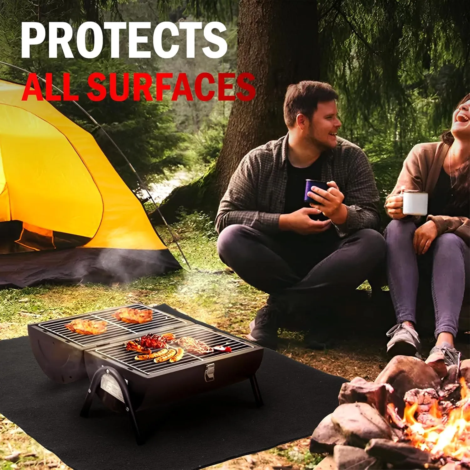 kanhiro 4x6 Feet Large Welding Blanket Fireproof Pad, 5mm Thickened Resistant Carbon Felt Cloth, Flame Retardant Fabric, Heat Shield for Soldering, Firepit, Grill Cover, Smoker