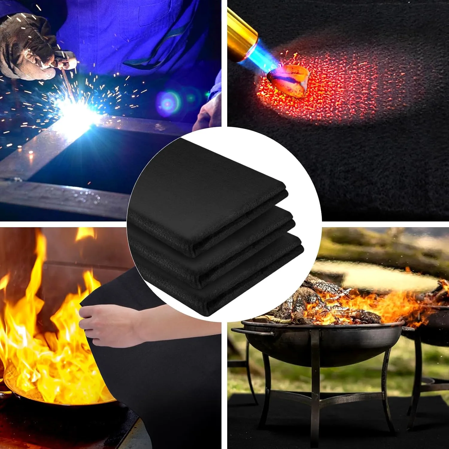 kanhiro Carbon Felt Welding Blanket Fireproof - 2 Packs 20" X 36" Heat Resistant Fabric 1800°F High Temp Insulation Pad, Flame Retardant Protective Mat for Soldering Welding Brazing Plumbing