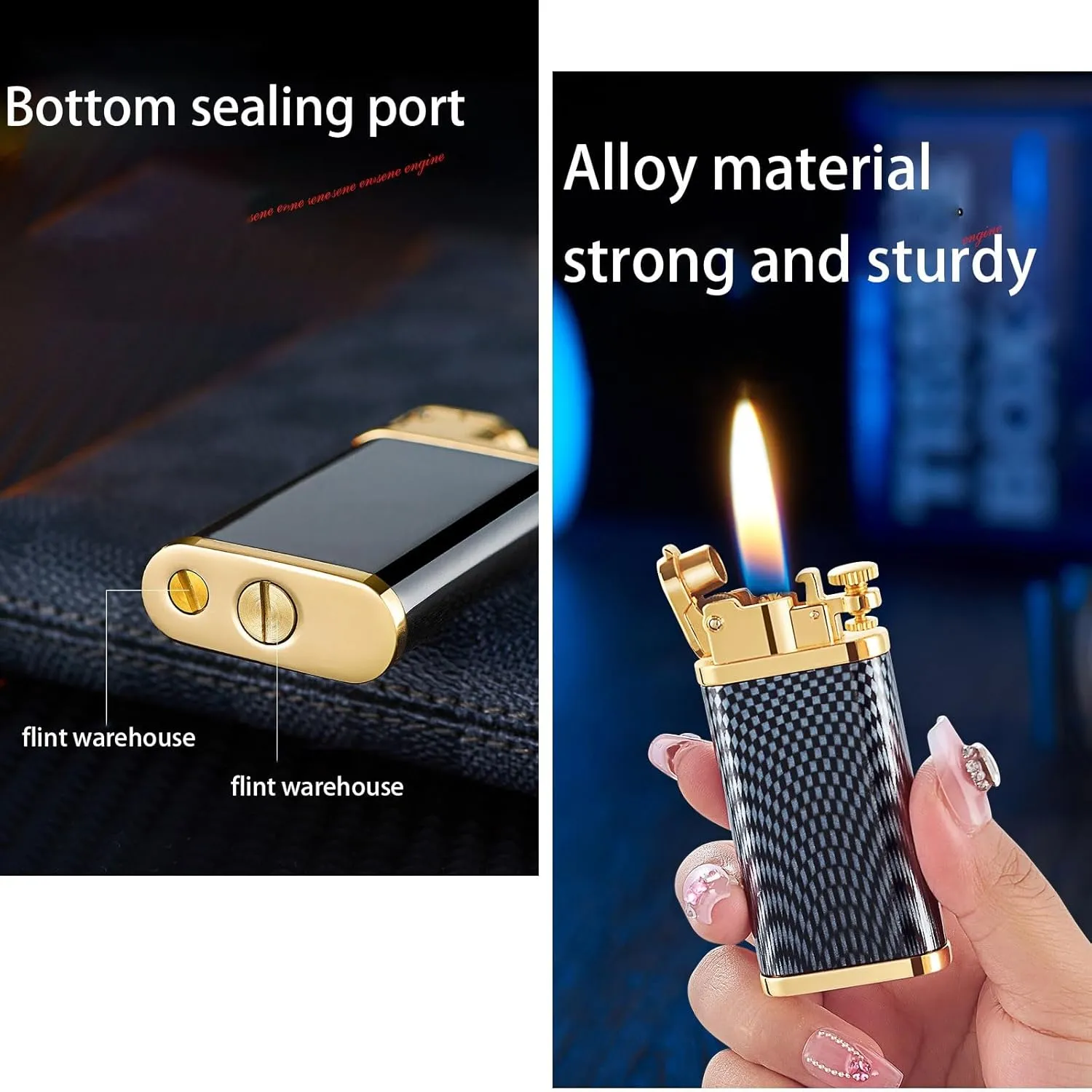 Kerosene Lighter with Gift Box ，Reusable Windproof Soft Flame Lighter ，with Flints and Lighter Accessories Set (Color : F)