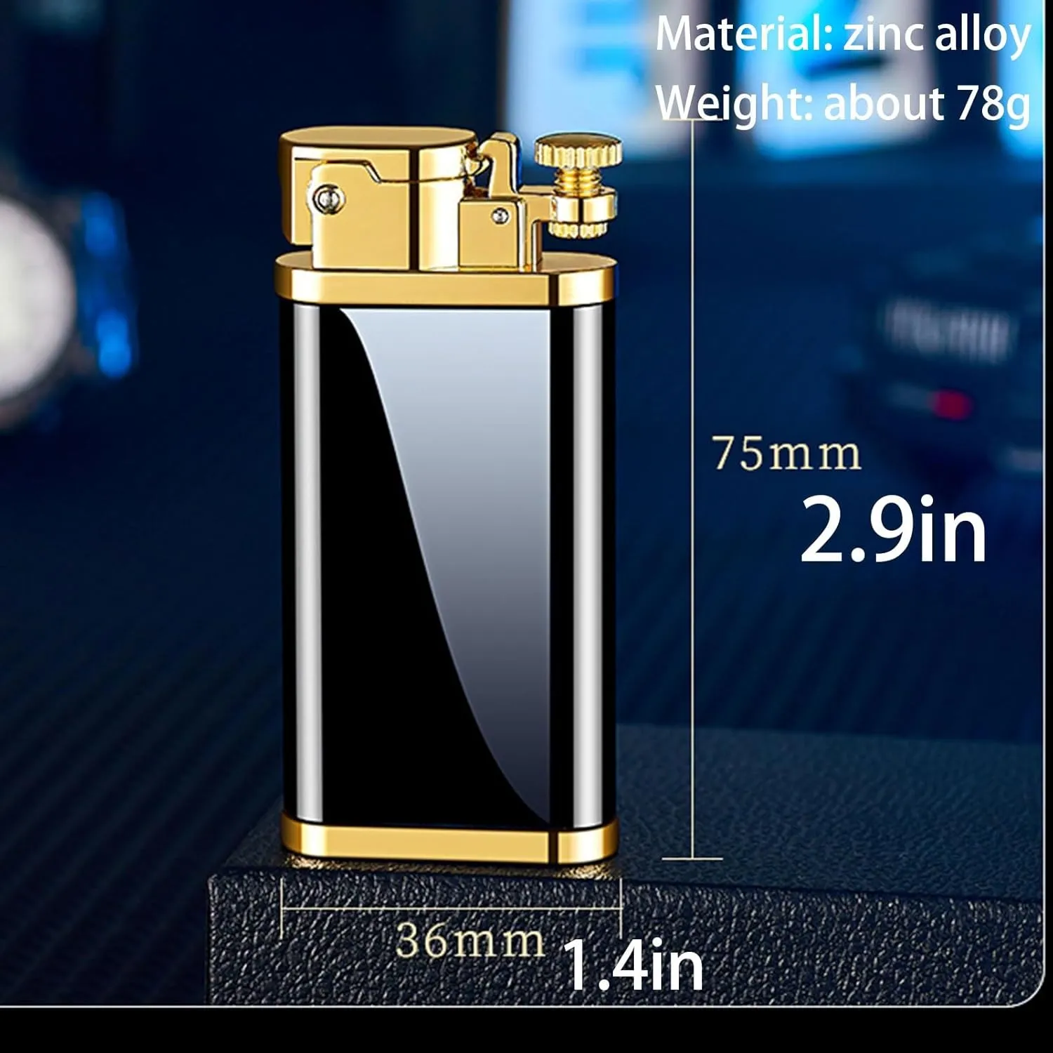 Kerosene Lighter with Gift Box ，Reusable Windproof Soft Flame Lighter ，with Flints and Lighter Accessories Set (Color : F)