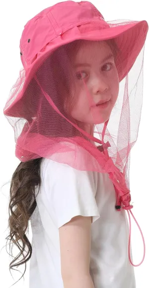Kids Mosquito Head Net Hat - Bug Cap UPF 50  Sun Protection for Beekeeping Garden Fishing