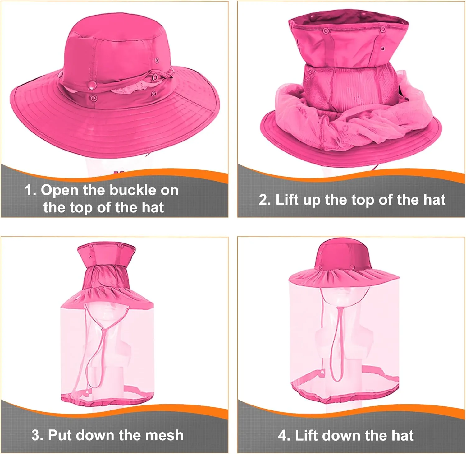 Kids Mosquito Head Net Hat - Bug Cap UPF 50  Sun Protection for Beekeeping Garden Fishing