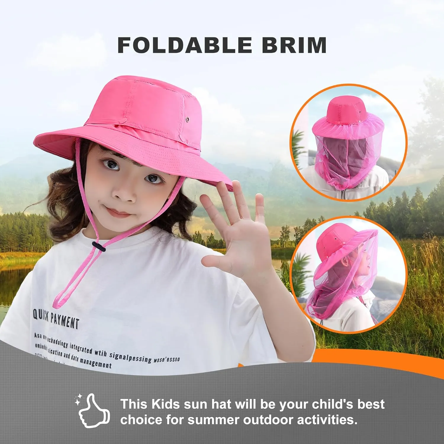 Kids Mosquito Head Net Hat - Bug Cap UPF 50  Sun Protection for Beekeeping Garden Fishing