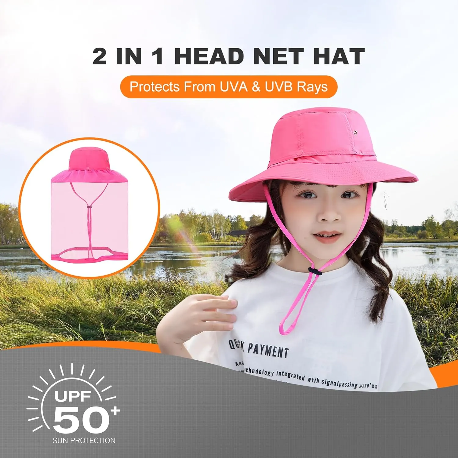 Kids Mosquito Head Net Hat - Bug Cap UPF 50  Sun Protection for Beekeeping Garden Fishing