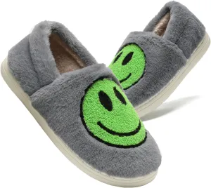 Kids Smile Face Slippers for Boys Girls, Cute Plush Fuzzy Toddler Infant Happy Face Slippers, Indoor Outdoor Non-slip Robber Sole with Memory Foam Warm Pillow House Shoes