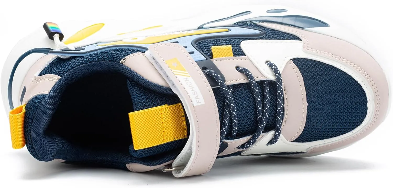 Kids Sneakers for Boys Girls Mesh Breathable Running Shoes Lightweight Hook and Loop Athletic Casual Shoes
