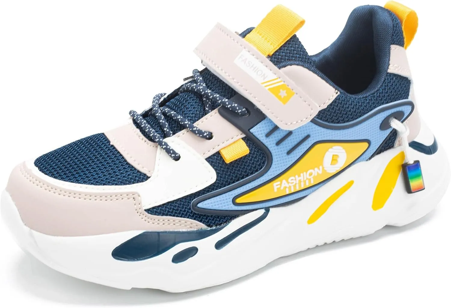 Kids Sneakers for Boys Girls Mesh Breathable Running Shoes Lightweight Hook and Loop Athletic Casual Shoes