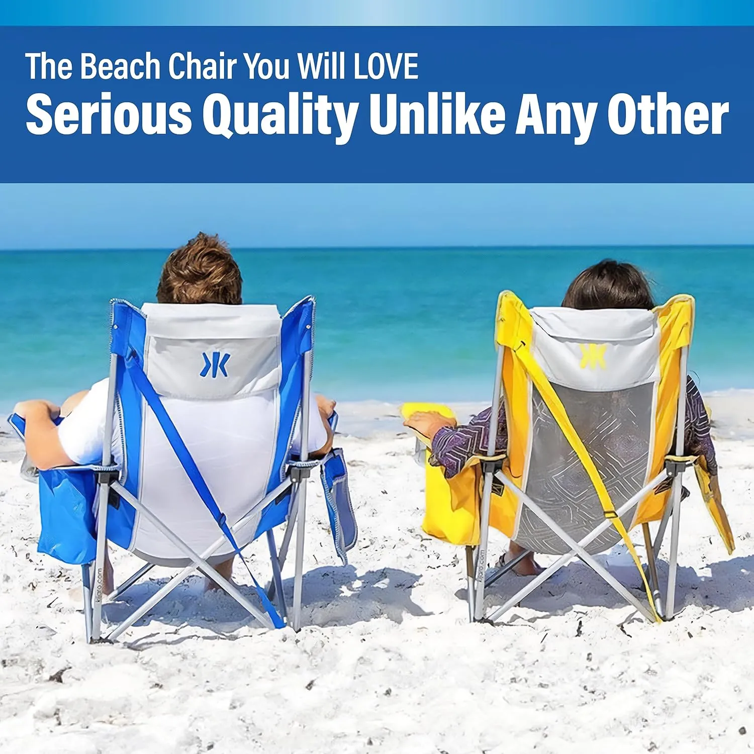 Kijaro Beach Sling Chair with Cooler Pocket - Various Fun Colors & Patterns - Perfect Beach Folding Chair and Camping Chair - Includes a Detachable Pillow