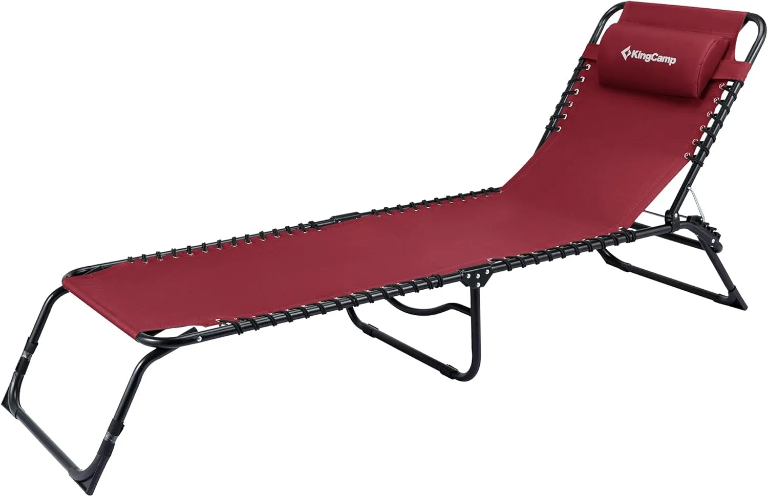 KingCamp Camping Cot Portable 3 Adjustable Folding Reclining Lounger Beach Bed Cot Chair, Red Blue & Beige Three Colors, Supports 300 Pounds