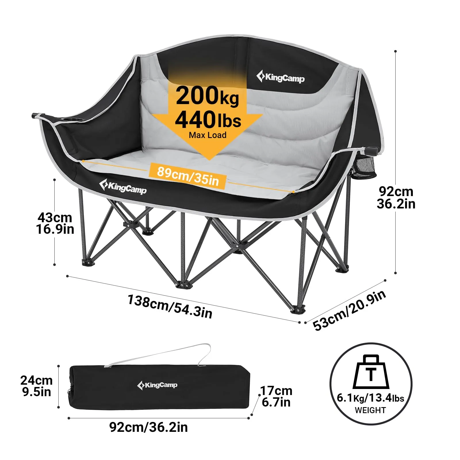 KingCamp Double Sofa Chair Camping Loveseat