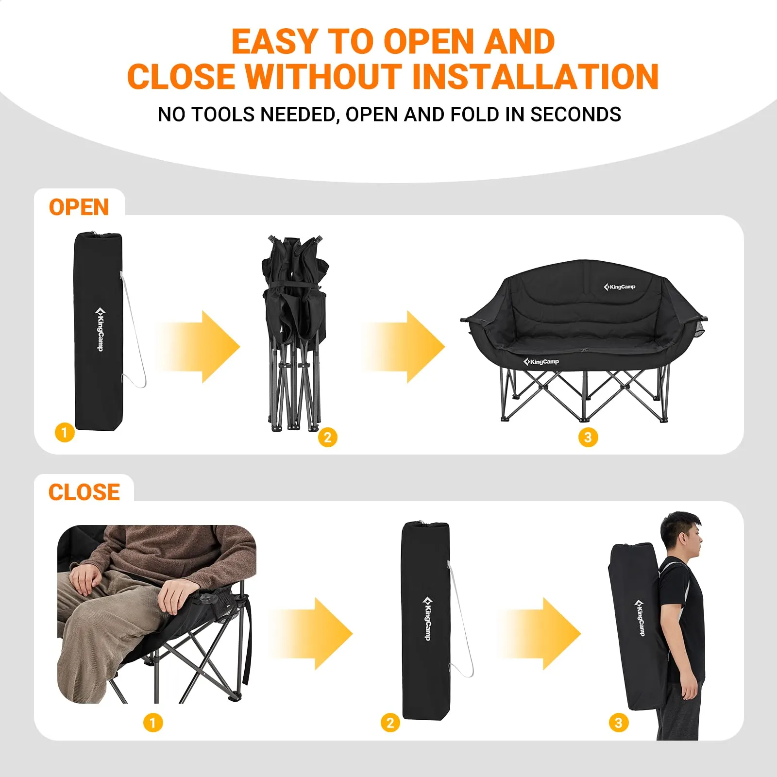 KingCamp Double Sofa Chair Camping Loveseat