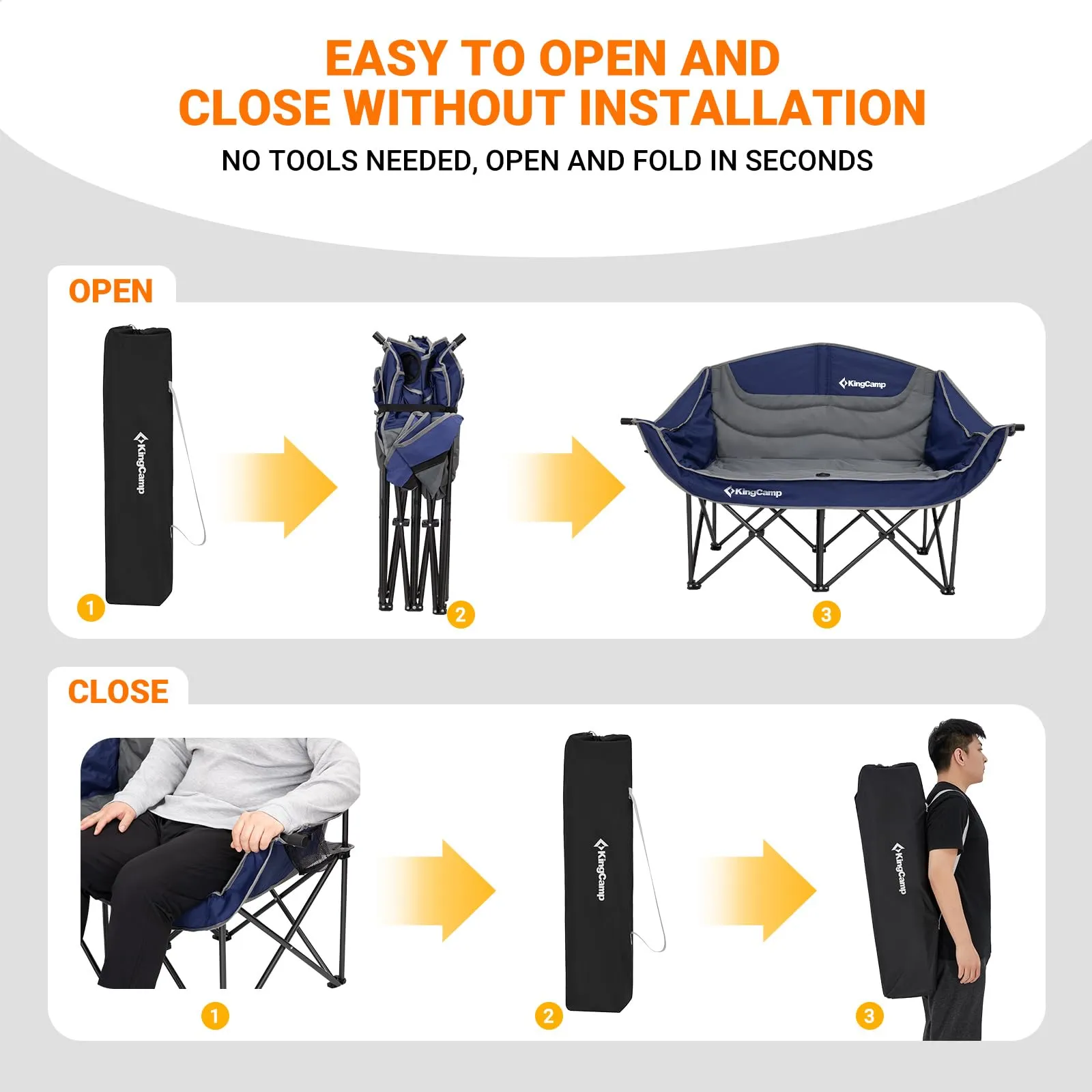 KingCamp Double Sofa Chair Camping Loveseat