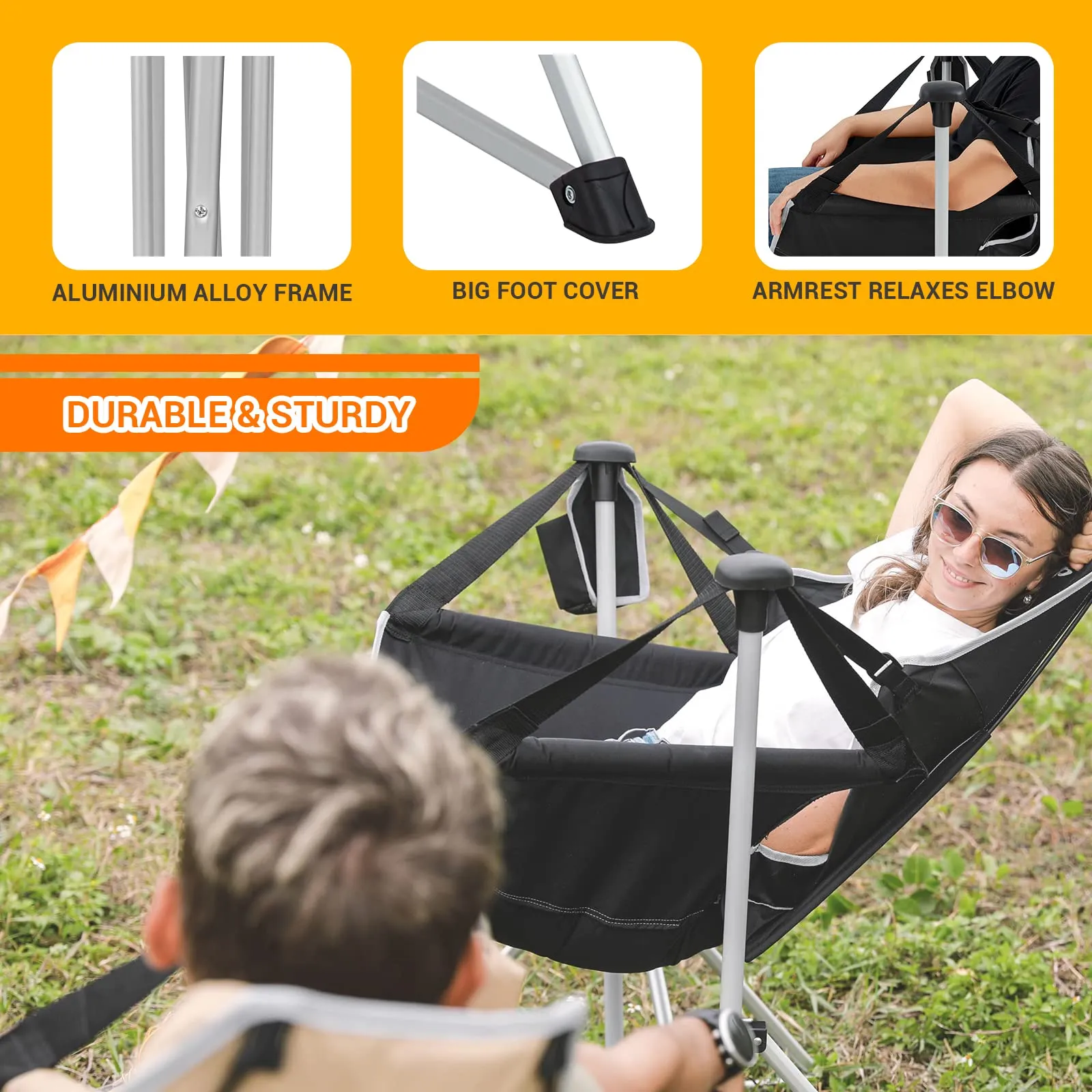 KingCamp Portable Swing Recliner Chair with Pillow