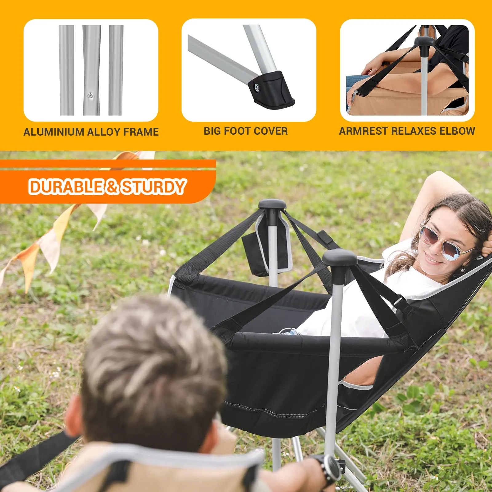 KingCamp Portable Swing Recliner Chair with Pillow
