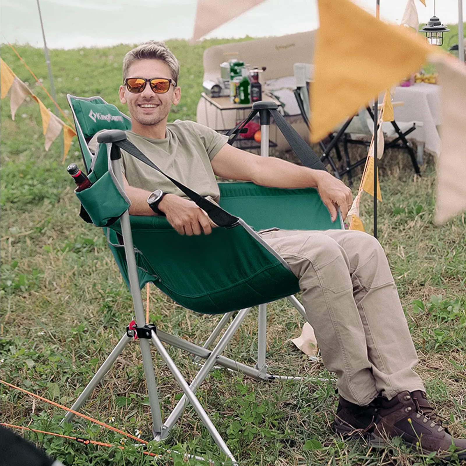 KingCamp Portable Swing Recliner Chair with Pillow