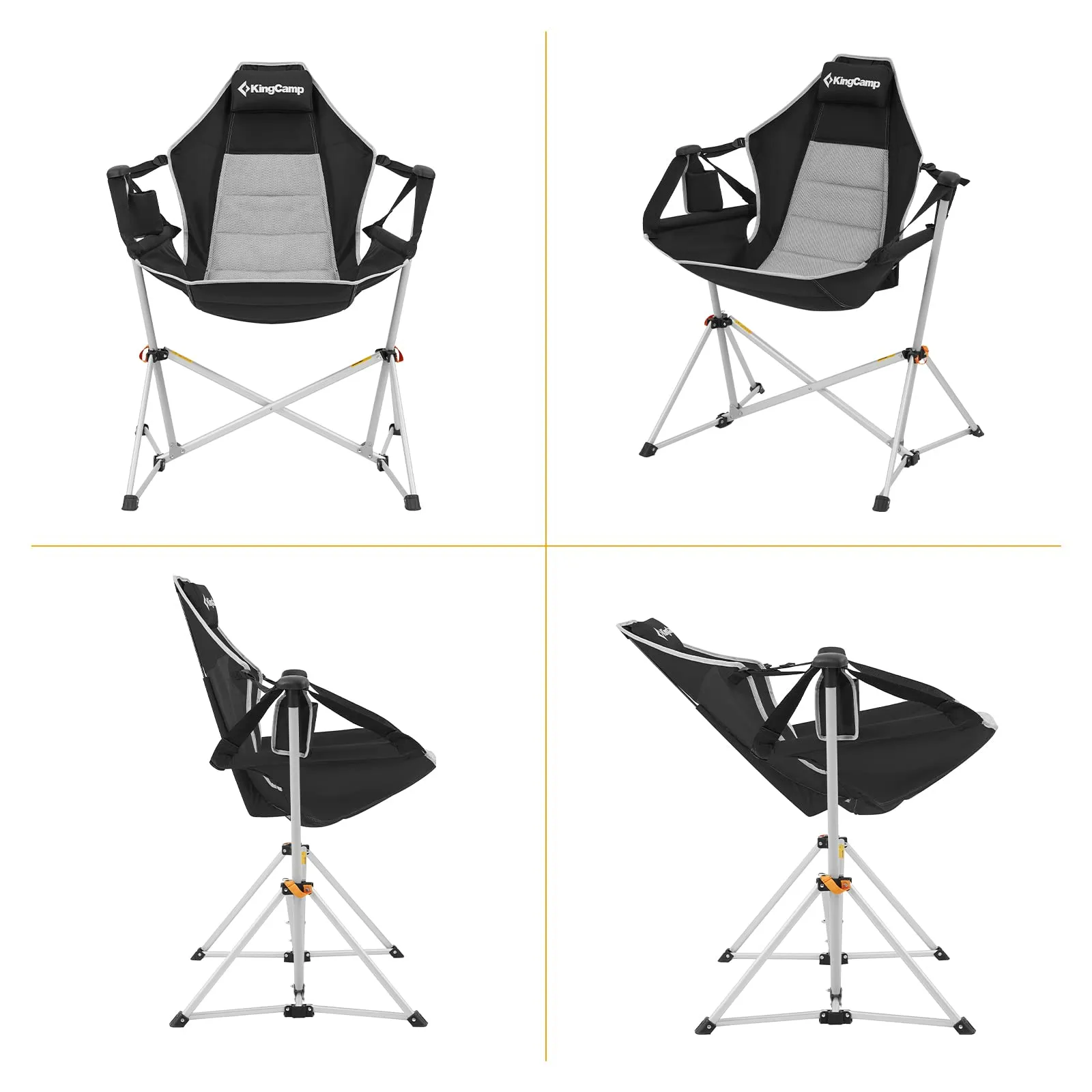 KingCamp Portable Swing Recliner Chair with Pillow