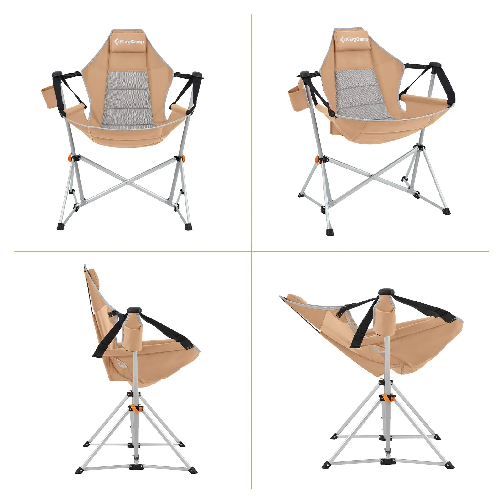 KingCamp Portable Swing Recliner Chair with Pillow