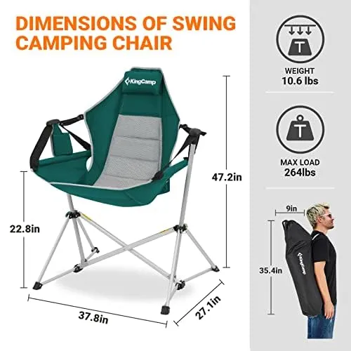 KingCamp Portable Swing Recliner Chair with Pillow