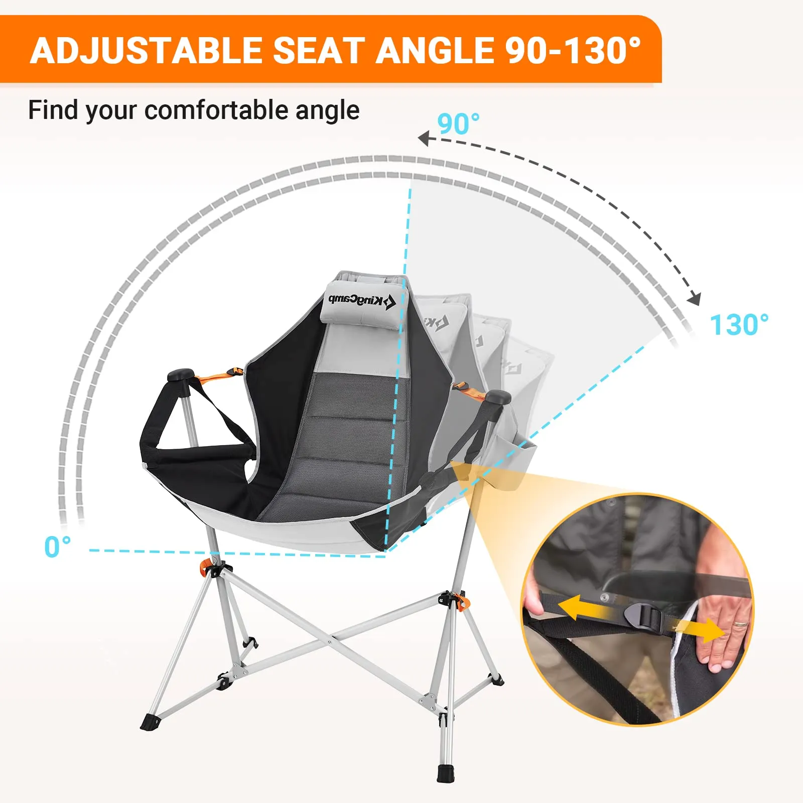 KingCamp Portable Swing Recliner Chair with Pillow