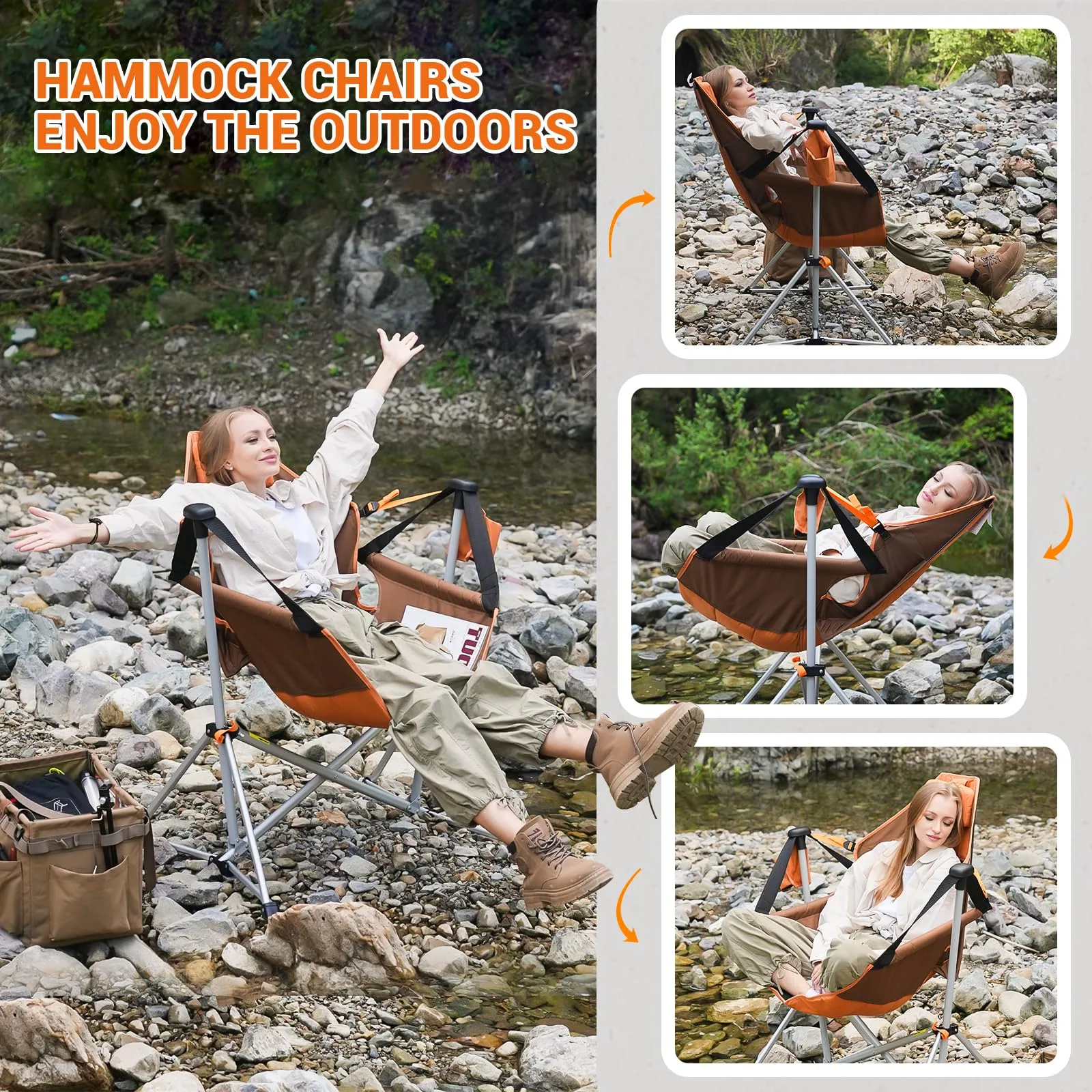 KingCamp Portable Swing Recliner Chair with Pillow
