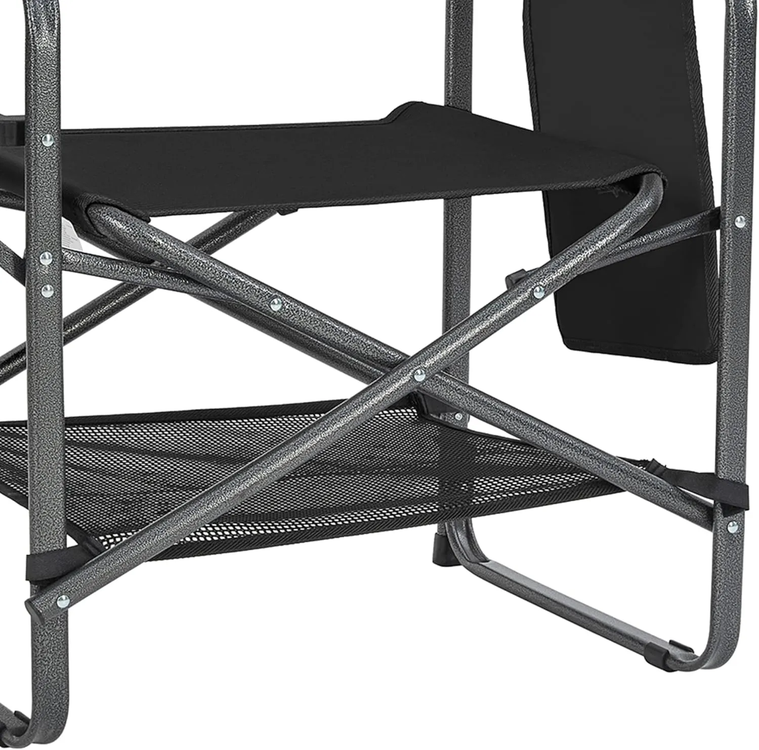 KingCamp Premium Extra Heavy Duty Wide Camping Directors Chairs Supports 300lbs for Adults, Padded Folding Portable Camping Chair with Side Table Storage Pockets Carry Straps, Black