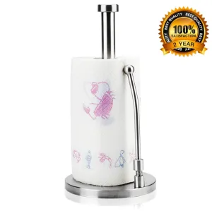 KKPOT Kitchen Standing Paper Towels Holder,Stainless Steel Countertop Rack for Tissue and Napkin in Roll