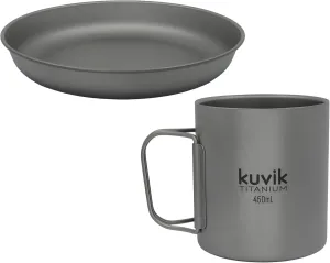 Kuvik Titanium 195mm (7.7") Plate & 450ml (15.2 oz) Titanium Double-Walled Mug Bundle