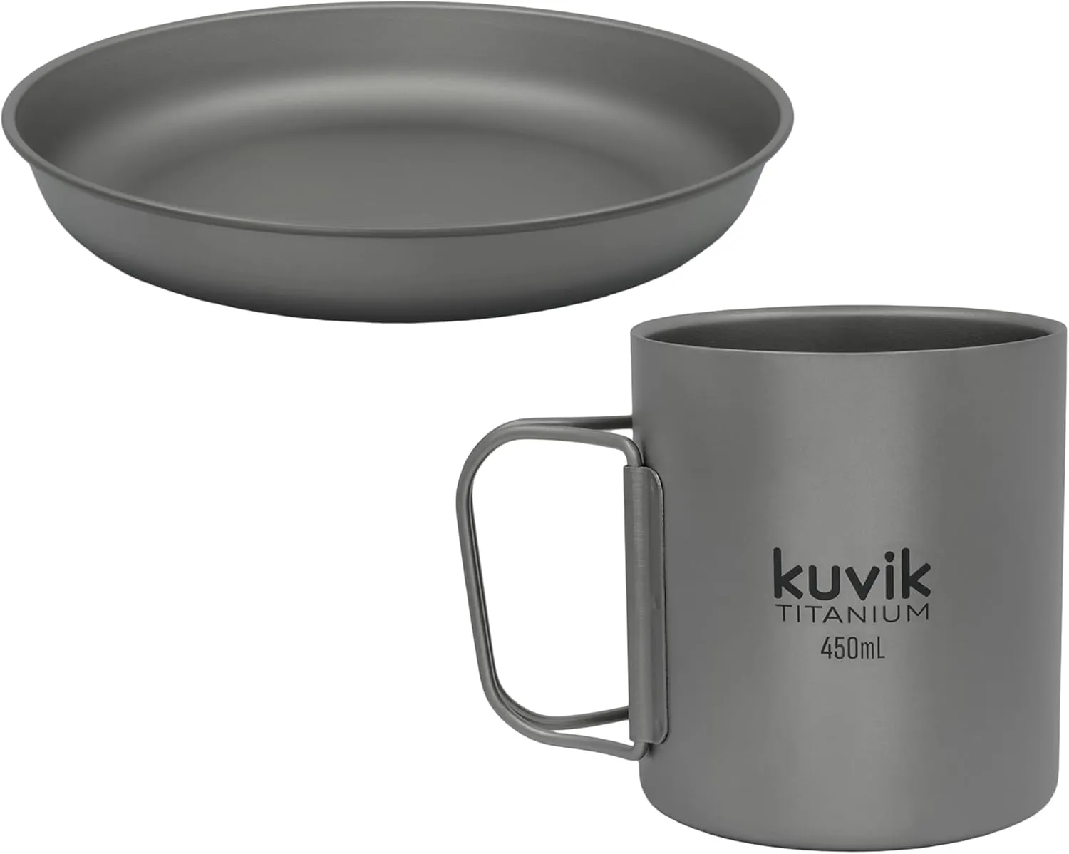 Kuvik Titanium 195mm (7.7") Plate & 450ml (15.2 oz) Titanium Double-Walled Mug Bundle