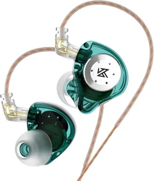KZ EDX PRO Wired Earbuds Headphones 10mm Dual Magnetic Dynamic Driver 1DD HiFi Deep Bass Wired Earbuds with 5N OFC 2pin Detachable Cable for Musicians Singer Stage (Cyan Without Mic)