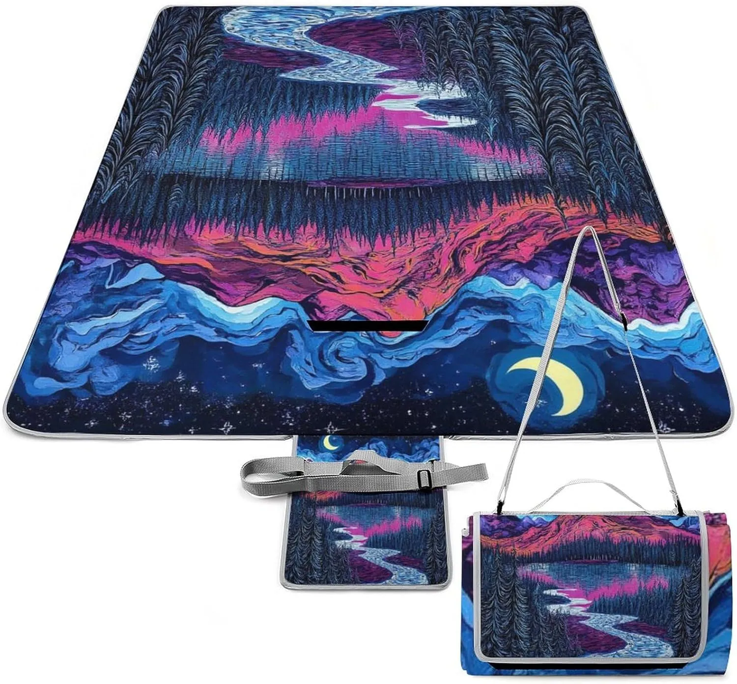 Large Beach Mat for Women Men Unisex, Foldable Waterproof Trippy Starry Sky Night Art Blanket for Outdoor Park Travel Picnic Accessories