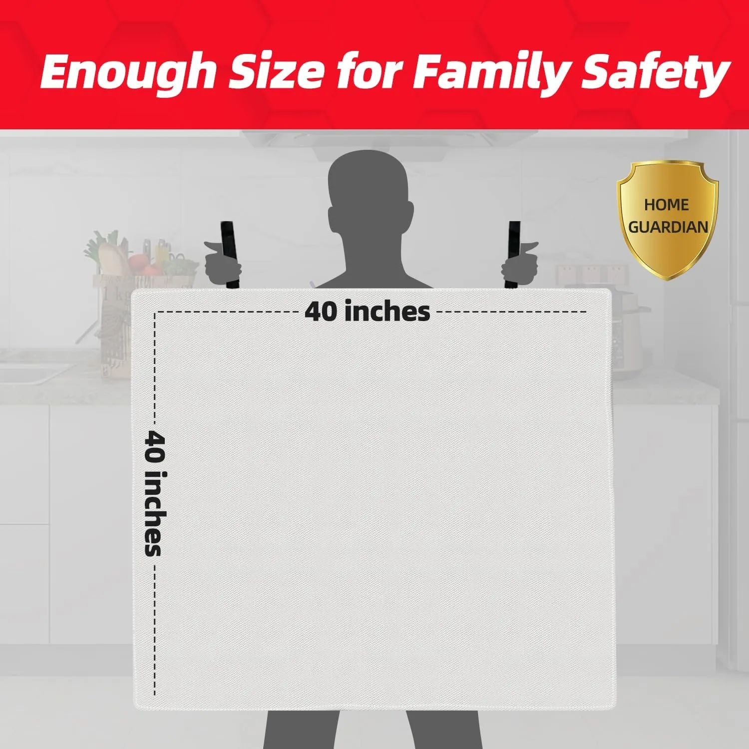 LaSyL Fire Blanket Emergency for Home, 40" x 40"(Pack of 4), Fire Supression Blanket Good for Home Safety, Kitchen, and Camping,Hurricane Preparedness Items
