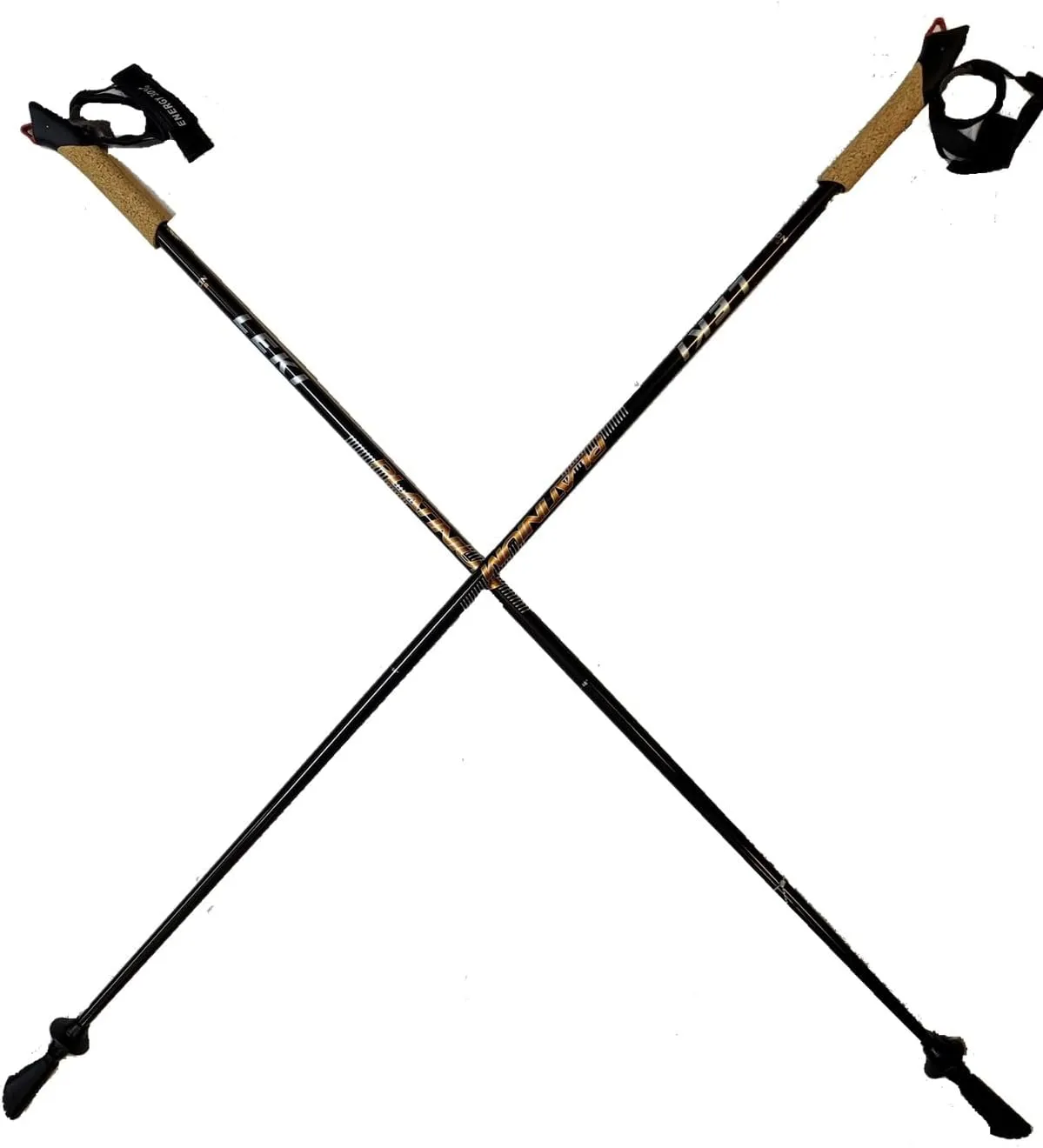 LEKI Nordic Walking Platinium Carbon Series Fixed Length Walking Poles 115cm Brown