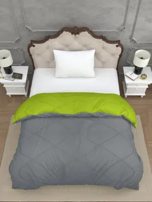 Lemon Green - Dark Grey  Single Bed Comforter