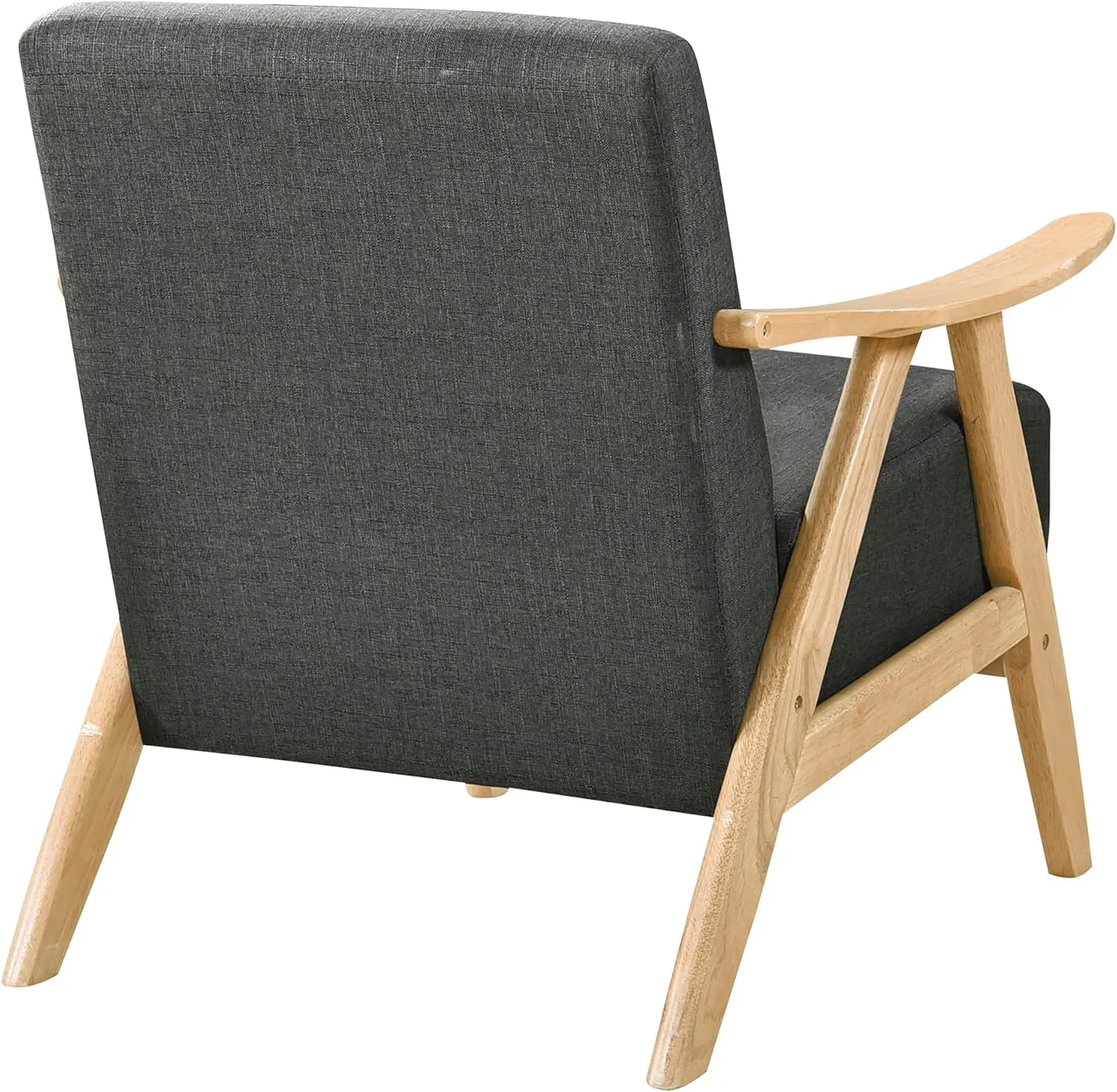 Lexicon Mid Century Modern Accent Chair with Solid Wood Frame in Natural Finish, Textured Fabric Living Room Lounge Arm Chair, Thick and Comfy Innerspring Seat Cushion, Linen-Look Fabric, Dark Gray