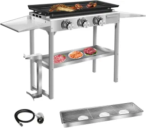 Li Zhen 3 Burners Propane gas grill and Griddle Combo,barbecue grill Stainless Steel BBQ Gril for Outdoor Cooking Kitchen, Garden and Patio Backyard Barbecue