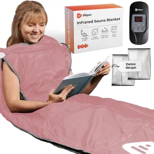 LifePro BioRemedy Infrared Sauna Blanket - Portable Far Infrared Home Sauna for Detox, Tension and Relaxation - Adjustable Temperature (113-176°F) - Includes Carry Bag & Detox Wraps