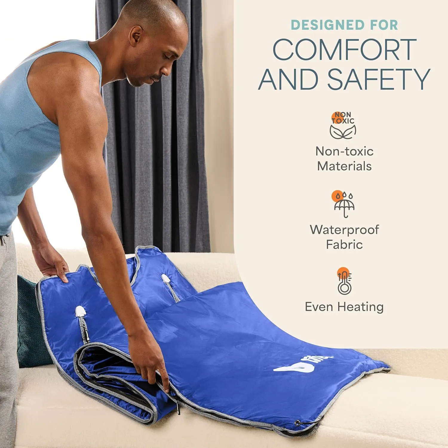 Lifepro BioRemedy Infrared Sauna Blanket - Portable Far Infrared Home Sauna for Detox, Tension, and Relaxation - Adjustable Temperature (86-158°F) - Includes Carry Bag & Detox Wraps