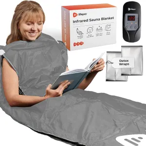 LifePro Sauna Blanket for Detoxification - Portable Far Infrared Sauna for Home Detox Calm Your Body and Mind Large Gray - Sauna for in-Home Use