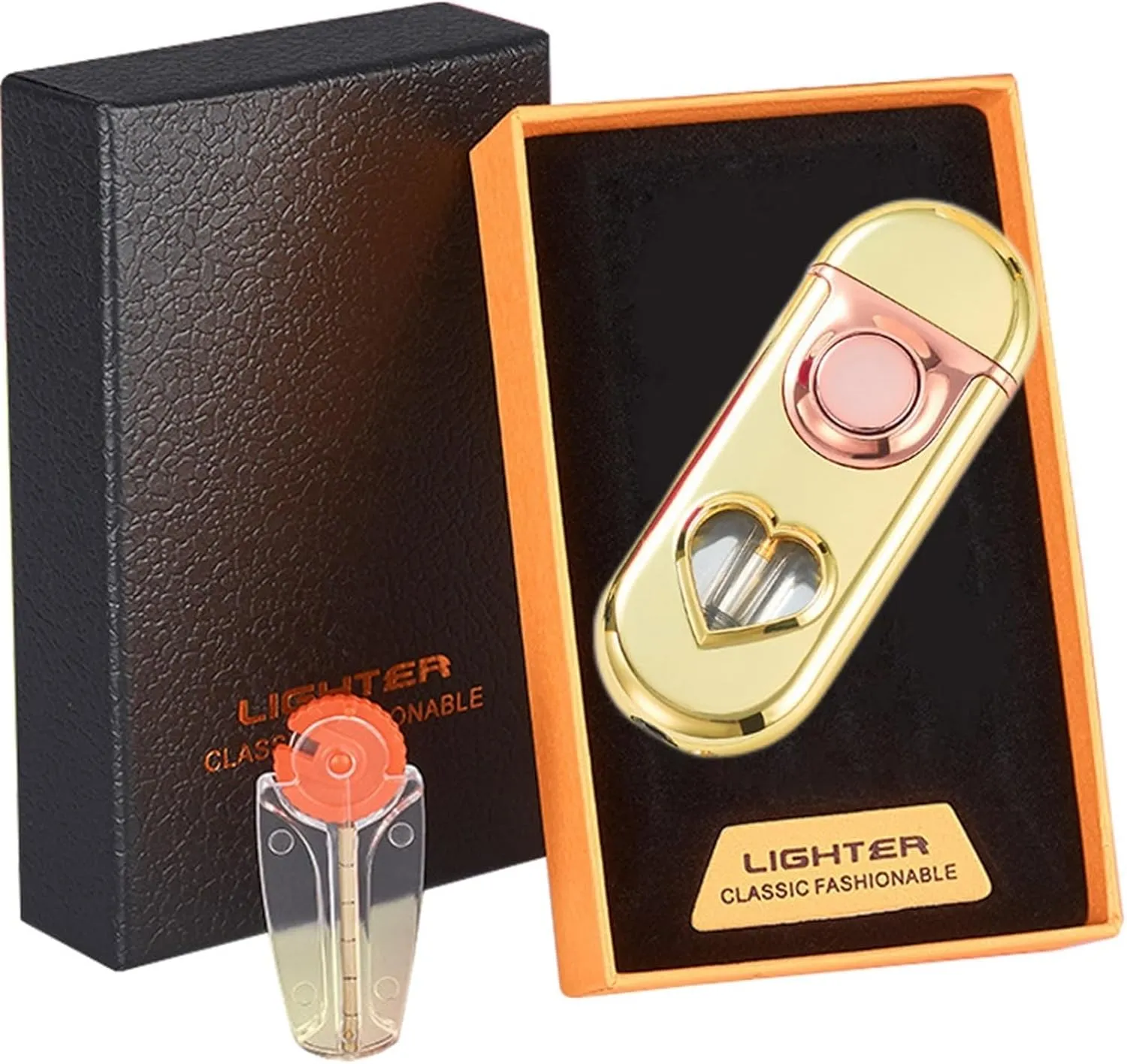 Lighter Jet Torch Lighter Soft Flame Lighter 2 in 1, Dual Flame Lighter with 6 Flints, Windproof Lighter with Visible Air Chamber, Refillable Adjustable Flame Butane Lighter for Outdoor Indoor Camping