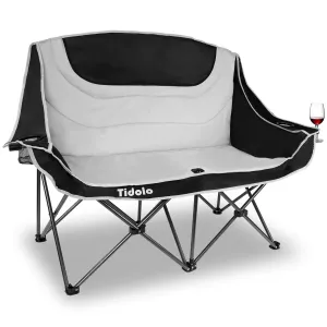 Lightweight 2 Person Camping Sofa, Heavy Duty, Cup & Wine Glass Holder
