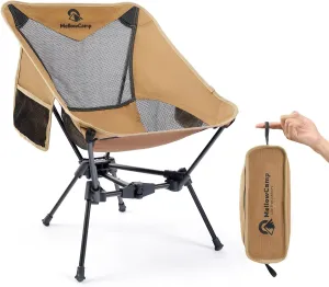 Lightweight Folding Camping Chair with Cup Holder & Side Pocket 2.7lbs Portable Camping Chair 330lbs Capacity for Beach, Hiking, Backpacking, Roadtrip (Dune Brown)