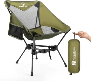 Lightweight Folding Camping Chair with Cup Holder & Side Pocket 2.7lbs Portable Camping Chair 330lbs Capacity for Beach, Hiking, Backpacking, Roadtrip (Forest Green)