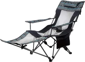 Lightweight Metal Sun Lounger Outdoor Furniture Casual and Portable Lunch Break Folding Chair Recliner Removable Leg Rest High-Strength Breathable Nylon Mesh (Color : Blue)