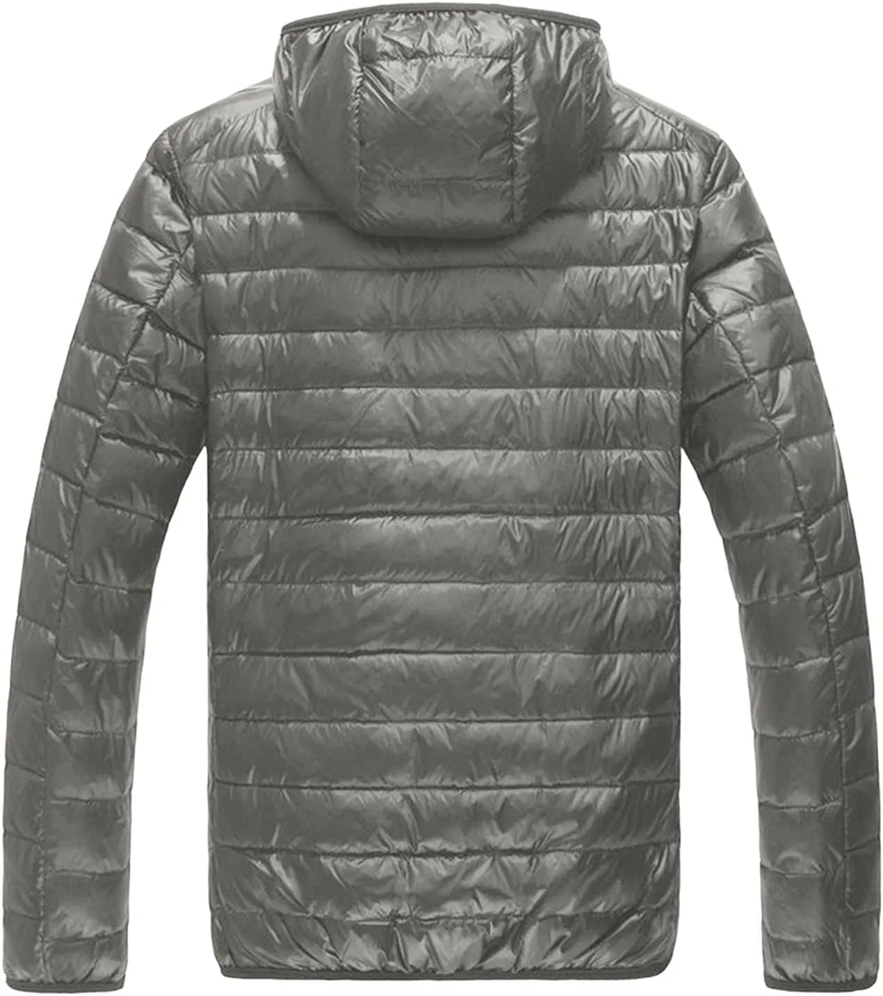 Lightweight Puffer Jacket for Men Slim Fit Casual Packable Hooded Jackets Warm Thicken Winter Full Zipper Padded Coats