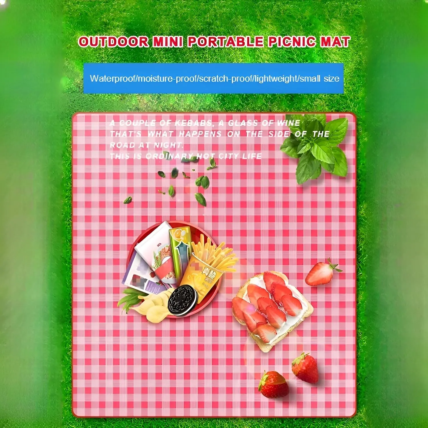 lilaBelle]【Portable Waterproof Picnic Mat 600D Oxford Camping Blanket with -Proof Layer, Thickened Outdoor Ground Cover for Hiking, Beach, Family Park Use, Fits 1-8 Adults (800g Lightweight)