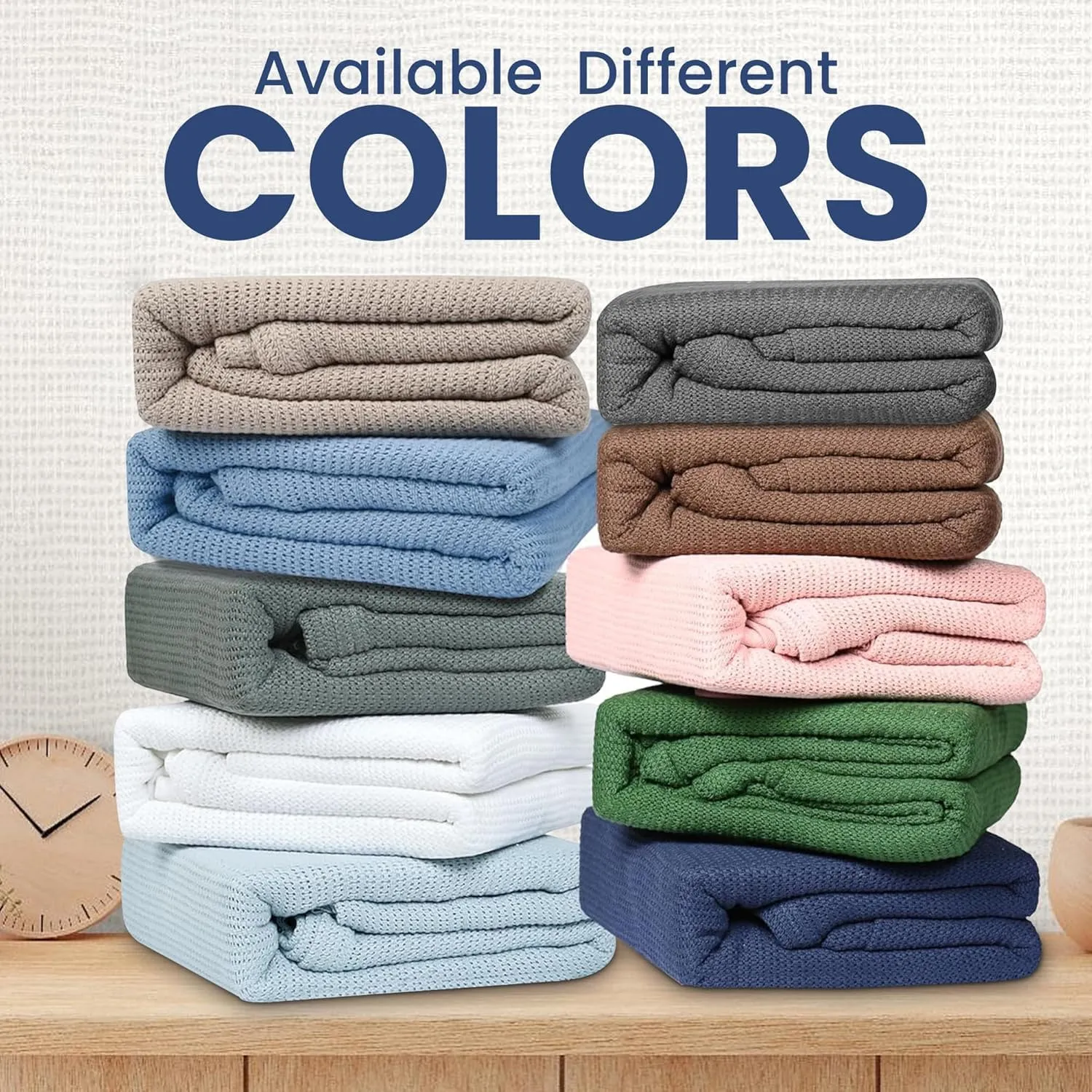 Linteum Textile Supply Leno Weave Blue Blanket, Twin 100% Cotton, Lightweight, Warm, Extra-Fluffy, Premium and Durable Soft & Cozy Bed Blanket for Bed, Couch, Sofa Throw for All Season