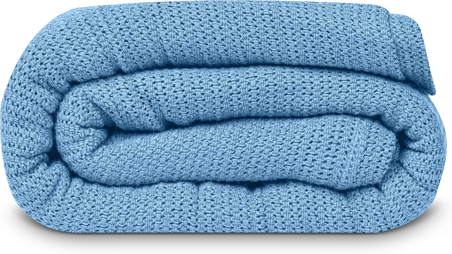 Linteum Textile Supply Leno Weave Blue Blanket, Twin 100% Cotton, Lightweight, Warm, Extra-Fluffy, Premium and Durable Soft & Cozy Bed Blanket for Bed, Couch, Sofa Throw for All Season