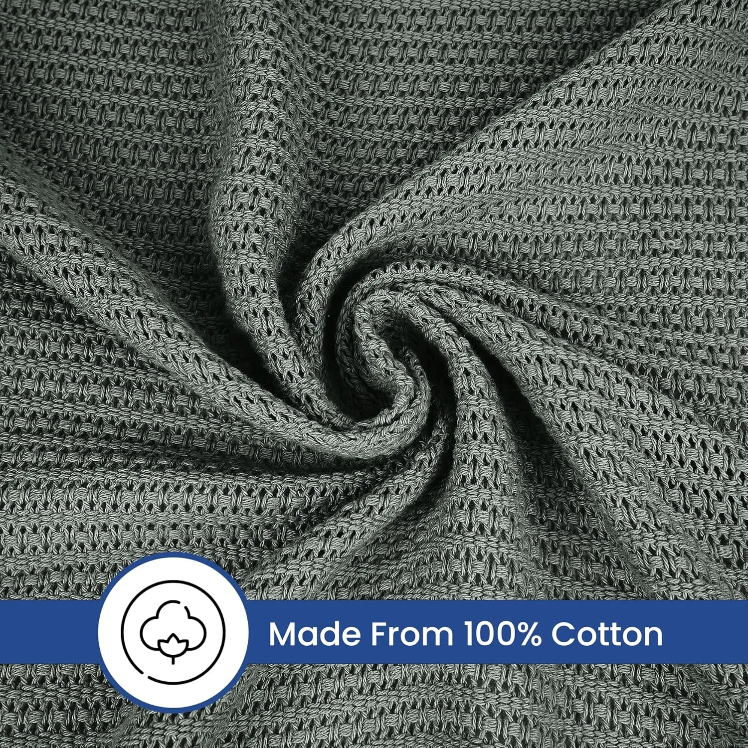 Linteum Textile Supply Leno Weave Charcoal Grey Blanket, Twin 100% Cotton, Lightweight, Warm, Extra-Fluffy, Premium and Durable Soft & Cozy Bed Blanket for Bed, Couch, Sofa Throw for All Season